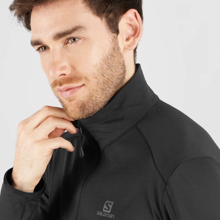 Sudaderas Salomon Essential Lightwarm Half Zip Hombre Negros | MX FXMV371